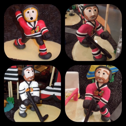 miniature blackhawks hockey players gum paste cake decorating